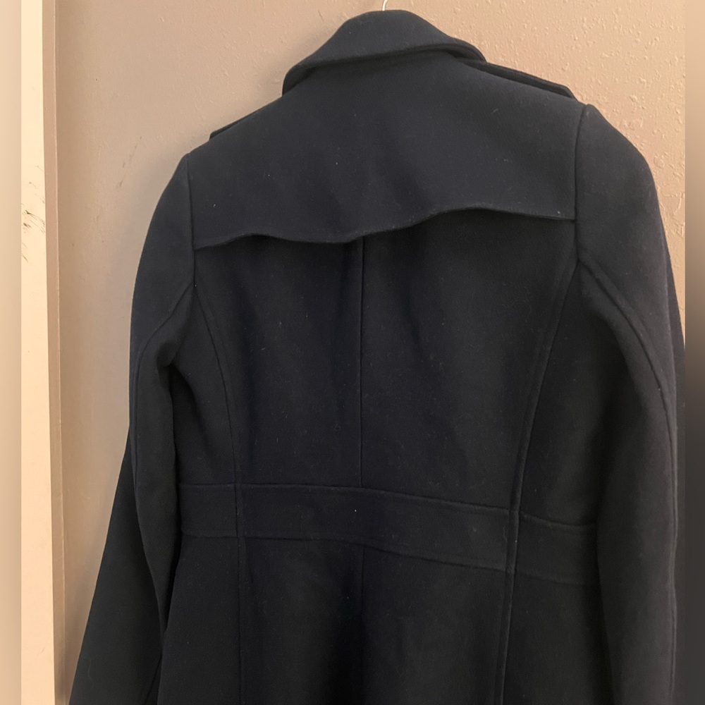 Classic Vintage Brooks Brothers Navy Women's 3/4 Wool Coat Red Fleece Label 2 - Picture 9 of 10